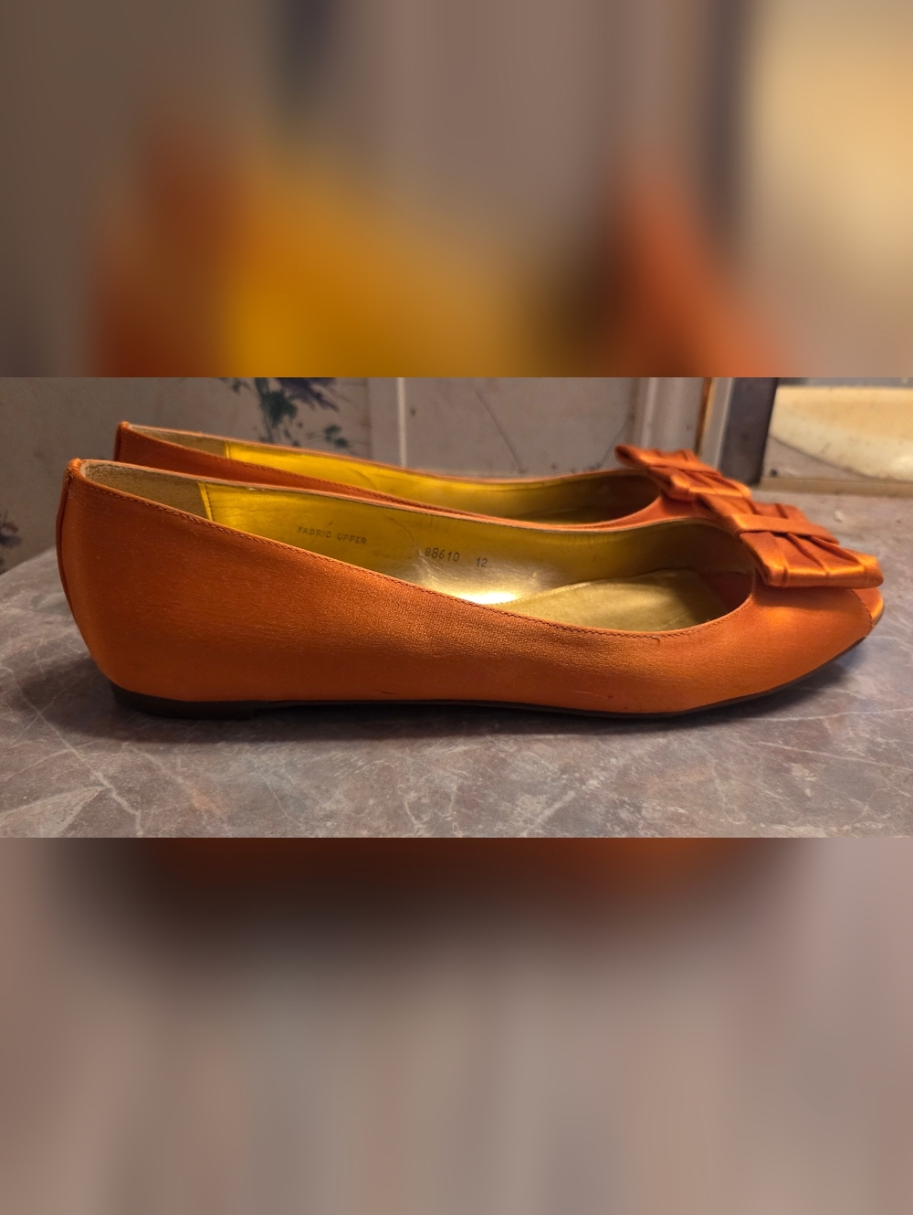 J. Crew Orange Satin Peep-Toe Bow Flats - Picture 5 of 6